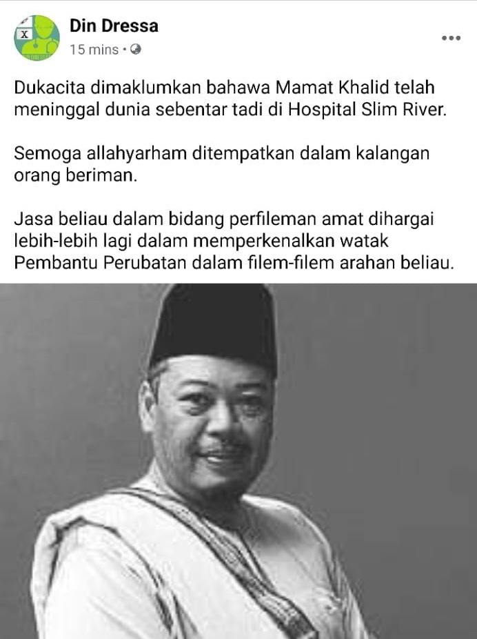 Terkena Serangan Jantung, Mamat Khalid Hembus Nafas Terakhir